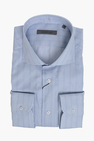 Camicia A Righe In Cotone Con Collo Francese