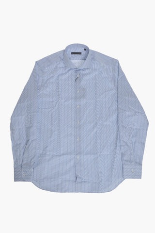 Camicia A Righe In Cotone Con Collo Francese