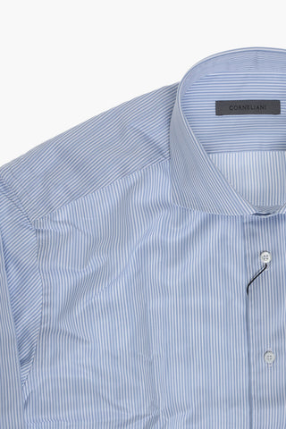Camicia A Righe In Cotone Con Collo Francese