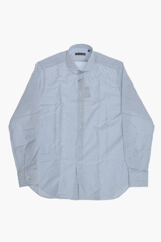 Striped Linen-Blend Shirt with French Collar