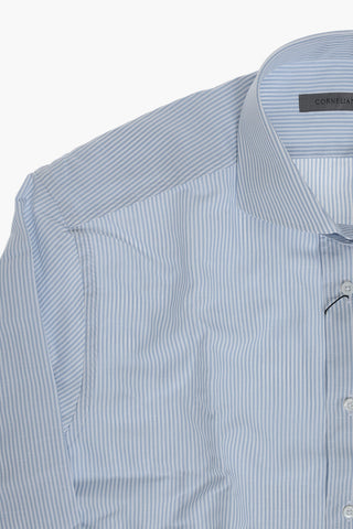 Striped Linen-Blend Shirt with French Collar