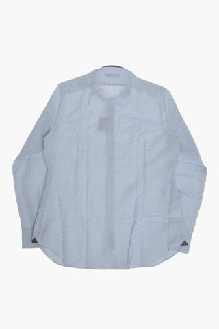 Striped Linen-Blend Shirt with French Collar