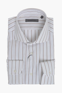 Striped Cotton Poplin Shirt With French Collar
