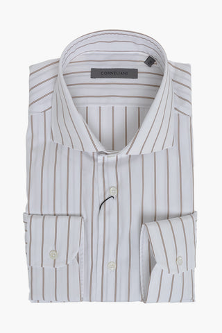 Striped Cotton Poplin Shirt With French Collar