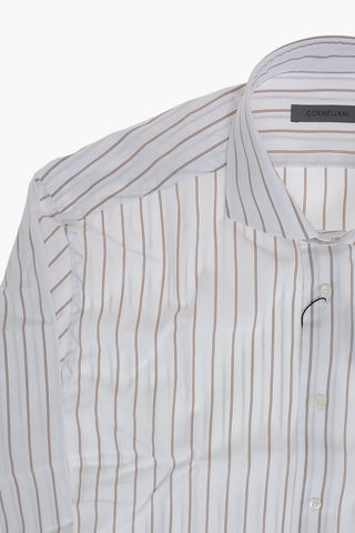 Striped Cotton Poplin Shirt With French Collar