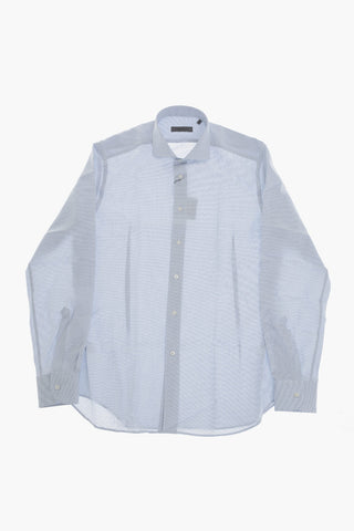 Micro-Check Cotton Shirt with French Collar