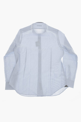 Micro-Check Cotton Shirt with French Collar