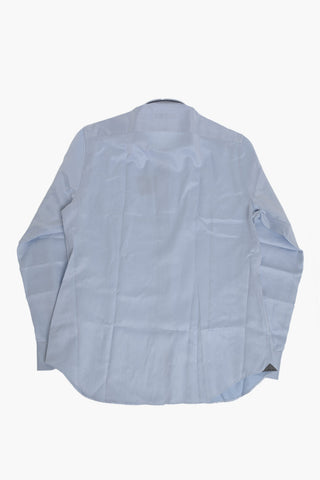 Cotton Poplin Herringbone-Pattern Shirt With French Collar