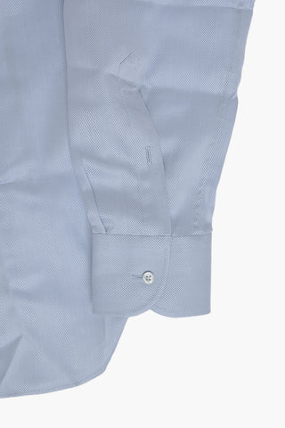 Cotton Poplin Herringbone-Pattern Shirt With French Collar