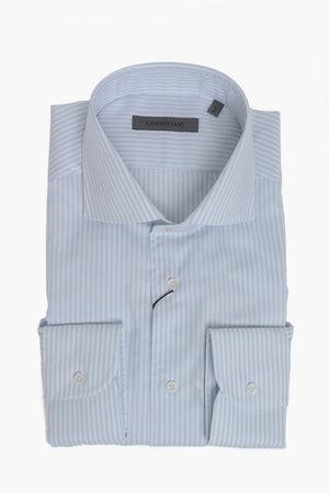Cotton Awning-Stripe Shirt With French Collar