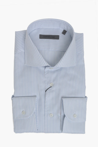 Cotton Awning-Stripe Shirt With French Collar