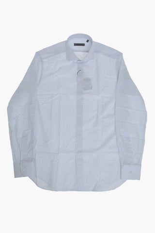 Cotton Awning-Stripe Shirt With French Collar