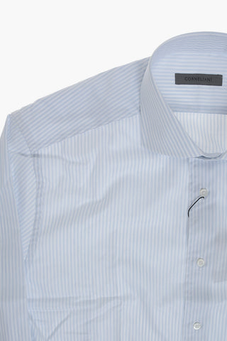 Cotton Awning-Stripe Shirt With French Collar