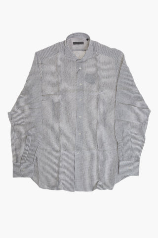 Striped Linen-Blend Shirt With French Collar
