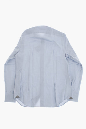 Camicia in Cotone Oxford a Tinta Unita con Collo Francese