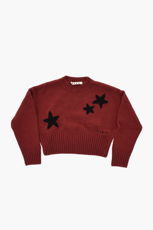 Wool-Blend Crewneck Sweater STAR with Embroidery