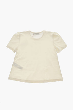 Baumwoll-Rundhalsshirt mit aufgedrucktem Logo