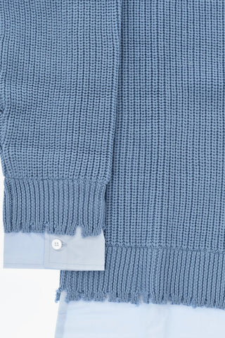 MM6 Double-Fabric Suit with Poplin Detail