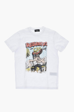 Cotton Crewneck T-Shirt with Print