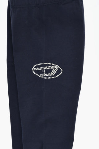 Leggings in Cotone Stretch con Logo Lamè