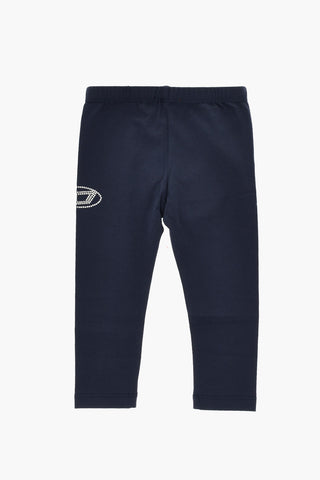 Leggings in Cotone Stretch con Logo Lamè