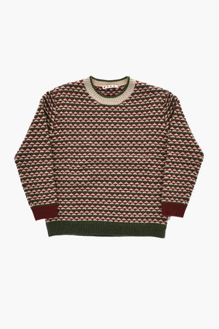 Mixed Wool Crewneck Sweater with Geometric Pattern