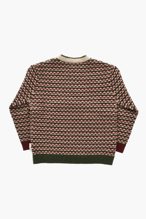 Mixed Wool Crewneck Sweater with Geometric Pattern