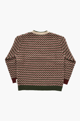 Mixed Wool Crewneck Sweater with Geometric Pattern