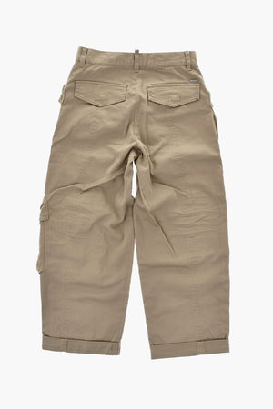 Pantaloni Cargo in Misto Cotone con Risvolti