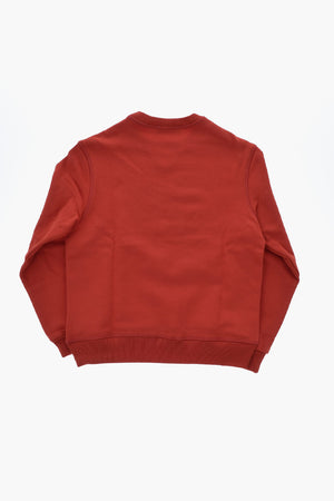 Crewneck Brushed Cotton Sweatshirt With Printed Logo