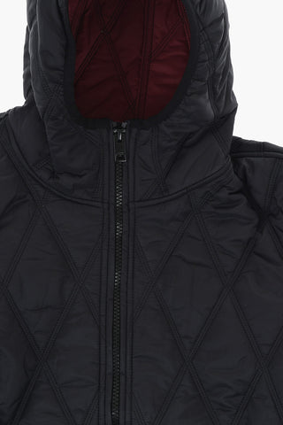 Hooded Quilted Jacket With Front Zip