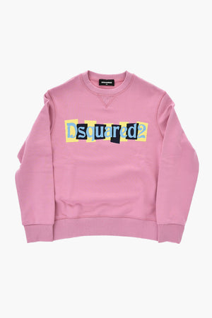 Brushed Cotton Crewneck Sweatshirt With Front Logo