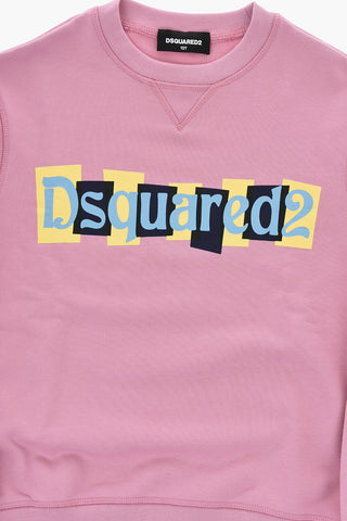 Rundhals-Sweatshirt Aus Angerauter Baumwolle Mit Logo Auf Der Vorderseite