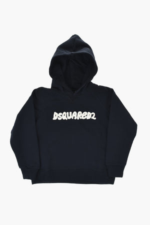 Felpa Hoodie in Cotone con Logo Ricamato
