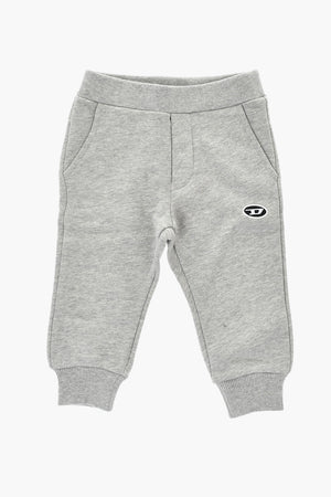 Joggers in Cotone Felpato con Polsini