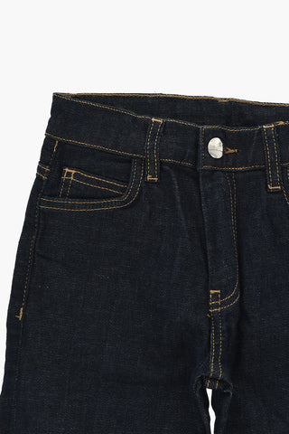 Jeans in Denim Lavaggio Scuro con Risvolti 17cm