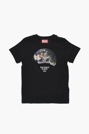 Rundhals-T-Shirt THE WORLD IS MINE mit Print