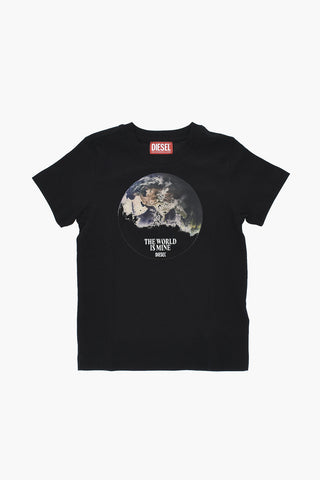 Rundhals-T-Shirt THE WORLD IS MINE mit Print