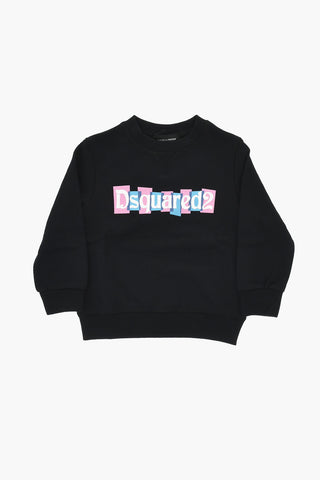 Brushed Cotton Crewneck Sweatshirt With Front Logo