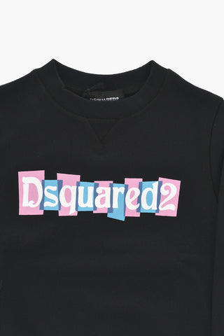 Brushed Cotton Crewneck Sweatshirt With Front Logo