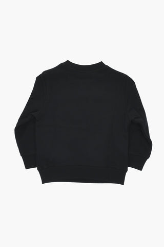Brushed Cotton Crewneck Sweatshirt With Front Logo