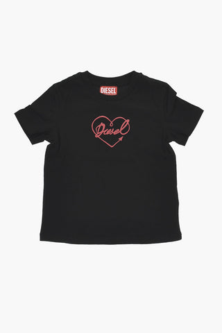 T-Shirt Girocollo in Cotone con Logo Stampato