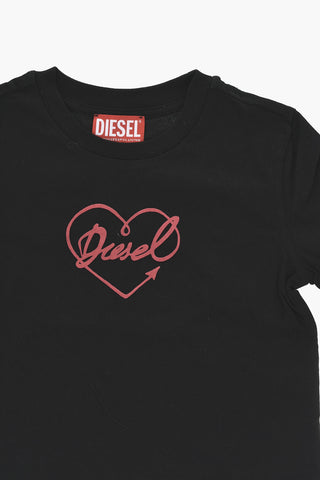 T-Shirt Girocollo in Cotone con Logo Stampato