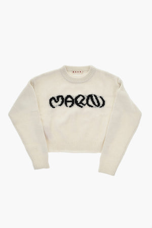 Wool-Blend Crewneck Sweater with Jacquard Logo