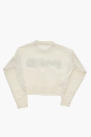 Wool-Blend Crewneck Sweater with Jacquard Logo