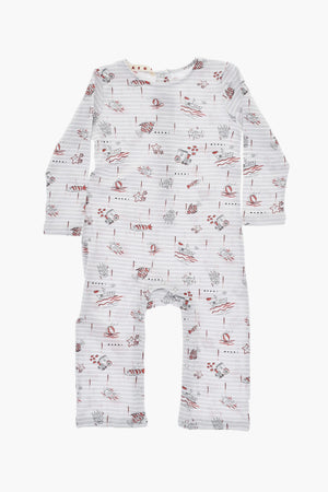 Cotton Jumpsuit with Striped Pattern and Snap Buttons