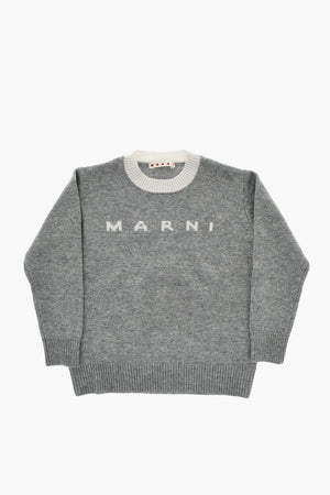 Cashmere-Blend Crewneck Sweater with Jacquard Logo