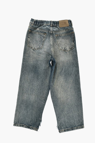 MM6 Vintage-Wash Jeans with Ankle Slits