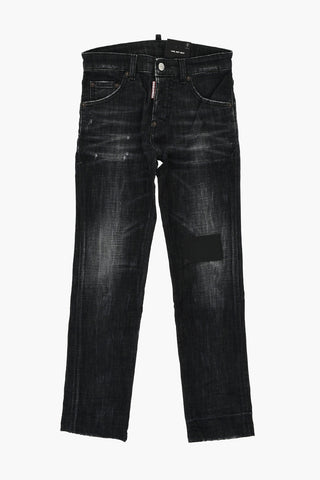 Jeans COOL GUY in Denim Stretch con Applicazione in Pelle