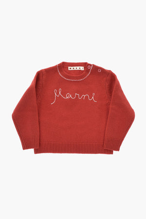 Mixed Cashmere Crewneck Sweater with Embroidered Logo